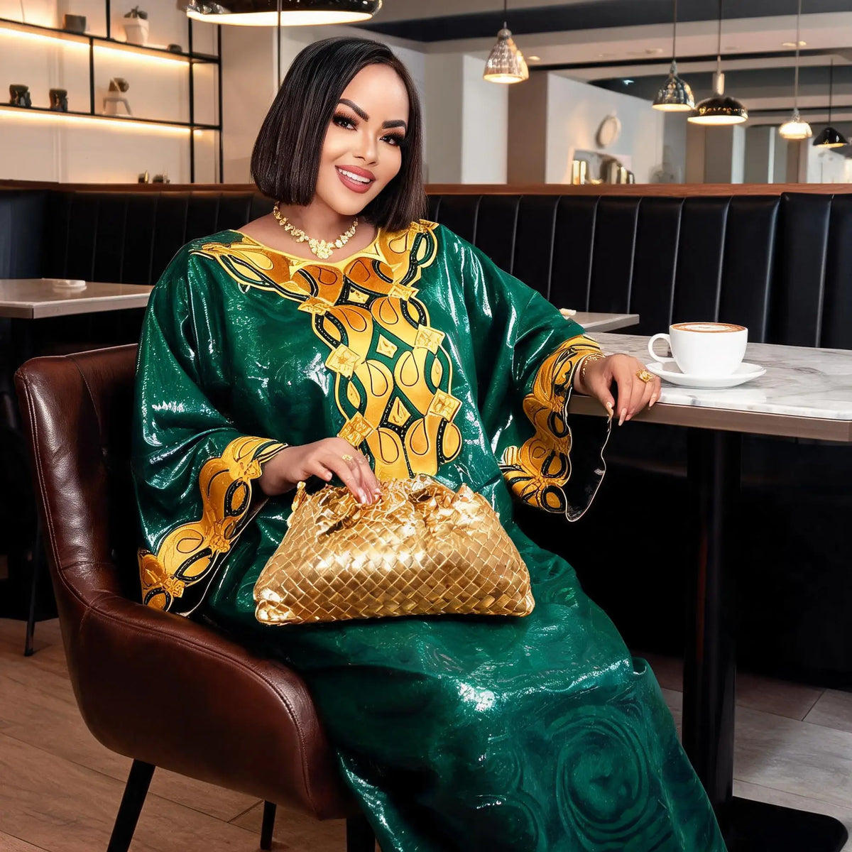African Dresses For Women Plus Size Bazin Riche Embroidery Design Long Dress With Scarf
