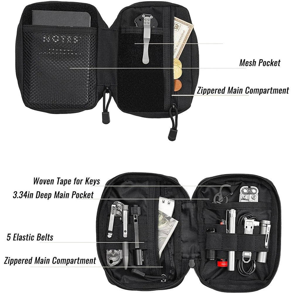 EDC Pouch Pocket Organizer with 6 Pockets for EDC Gears Zippered Multitools Organizer Utility Pouch Tool Bag