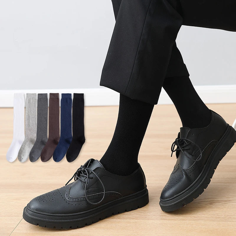 1 Pairs Mens Long Socks Stockings  Soft Cotton Solid Business Party Dress Formal Gentleman Warm Thermal Crew High Socks Fathers