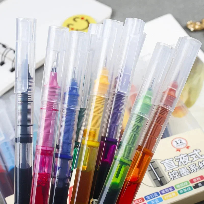 10PCS High Quality Needle Type Gel Pens Black Blue Red Ink Straight Liquid Pen Kawaii Stationery School & Office Supplies