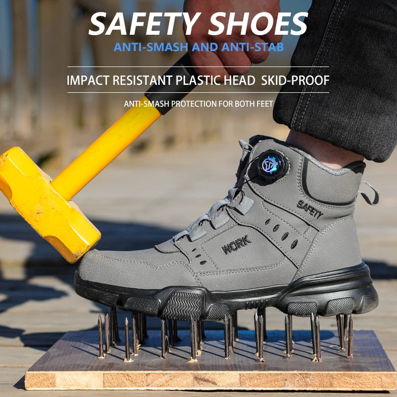Steel Toe Safety Shoes Men Anti-puncture Work Boots Non-slip Wear Resistant Industrial Protective Labor Shoes Breathable Safety