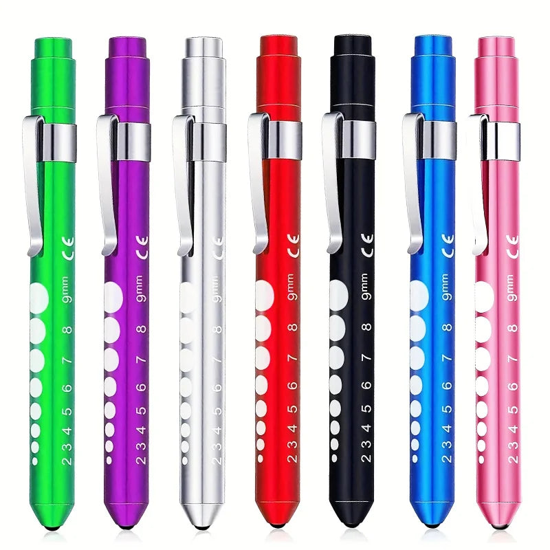 2/4 Pcs LED Pen Lights For Nurses Reusable Student Doctor Daily Use Portable Flashlight With Pupil Size Markers With Pocket Clip