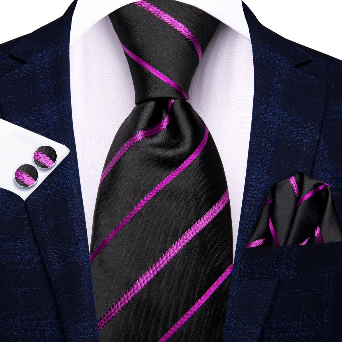 Black Floral Wedding Tie For Men Handky Cufflink Elegant Necktie For Men Fashion Designer Business Party Dropshiping silk