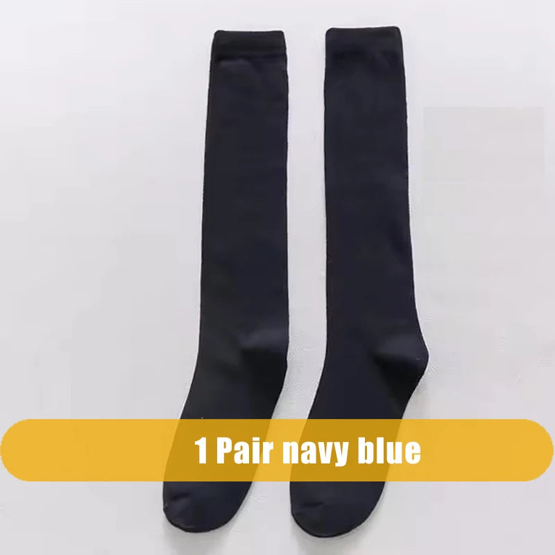 Mens Long Socks Stockings Cotton Solid Business Soft Elastic Party Dress Formal Gentleman Warm Thermal Crew High Socks Fathers