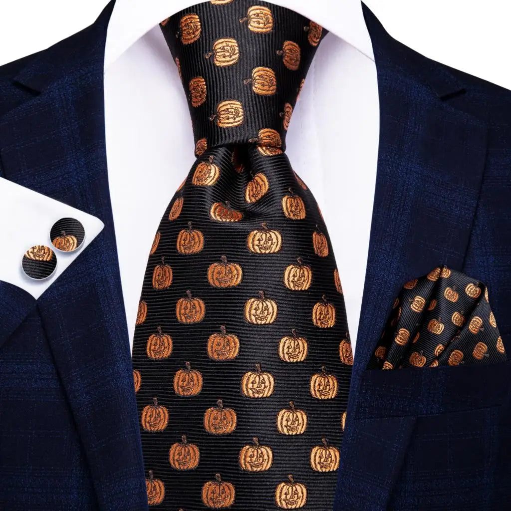Black Floral Wedding Tie For Men Handky Cufflink Elegant Necktie For Men Fashion Designer Business Party Dropshiping silk