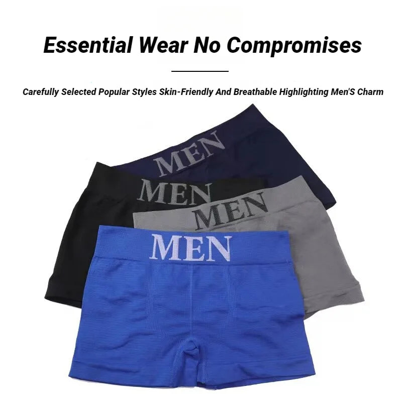 CHUANGERM 5 Pcs Men's Breathable High Elastic Plain Color Comfortable Boxer Briefs