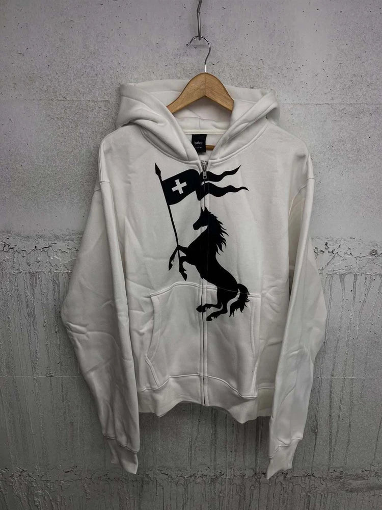 Chaqueta con capucha y cremallera, cárdigan con cuello de piel, estilo punk hip-hop rock oscuro, moda rock, versátil, estilo retro Y2K para otoño e invierno