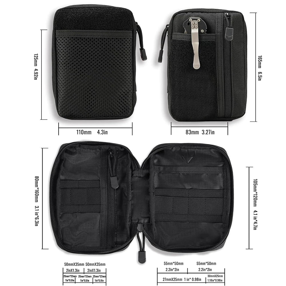 EDC Pouch Pocket Organizer with 6 Pockets for EDC Gears Zippered Multitools Organizer Utility Pouch Tool Bag