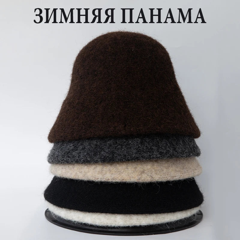 Fashion Ladies Winter Outdoor Warm Bucket Hat Woman‘s Daily Casual Fisherman Cap Korean Style Classic Panama Hats