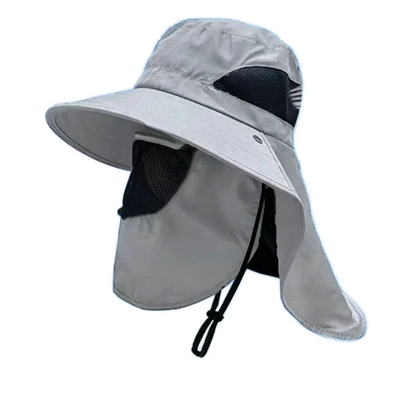 Summer Sun Hats UV Protection Outdoor Hunting Fishing Cap For Men Women Hiking Camping Visor Bucket Hat Neck Flap Fisherman Hat