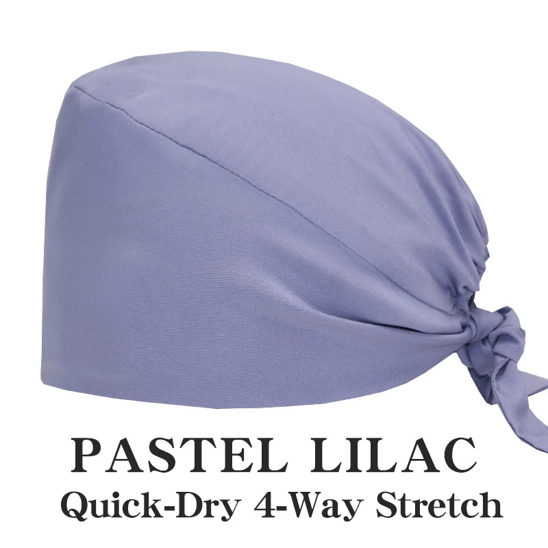 New Solid Color Stretch Scrub Caps Dental Clinic Nursing Hats Doctor Headwear Quick Dry Operating Room Caps with Buttons MSG-01