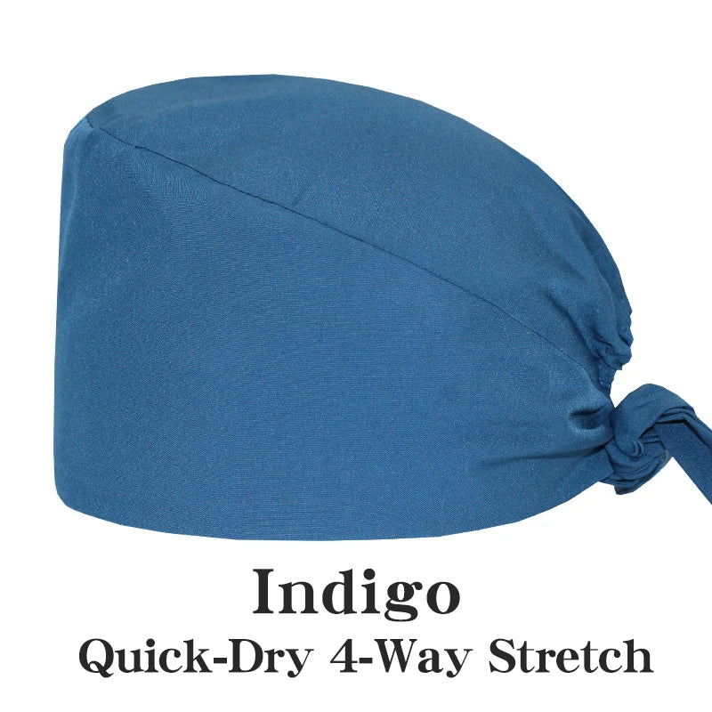 New Solid Color Stretch Scrub Caps Dental Clinic Nursing Hats Doctor Headwear Quick Dry Operating Room Caps with Buttons MSG-01