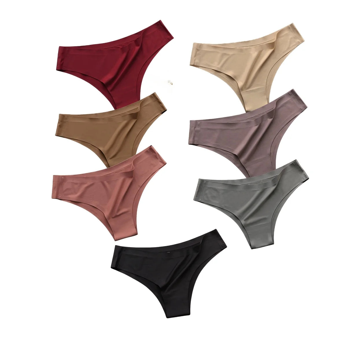 7Pcs/Set Women Ice Silk Brazilian Panties Seamless Low-Rise Briefs Solid Color Daily Underwear Ladies Soft No Show Lingerie M-XL