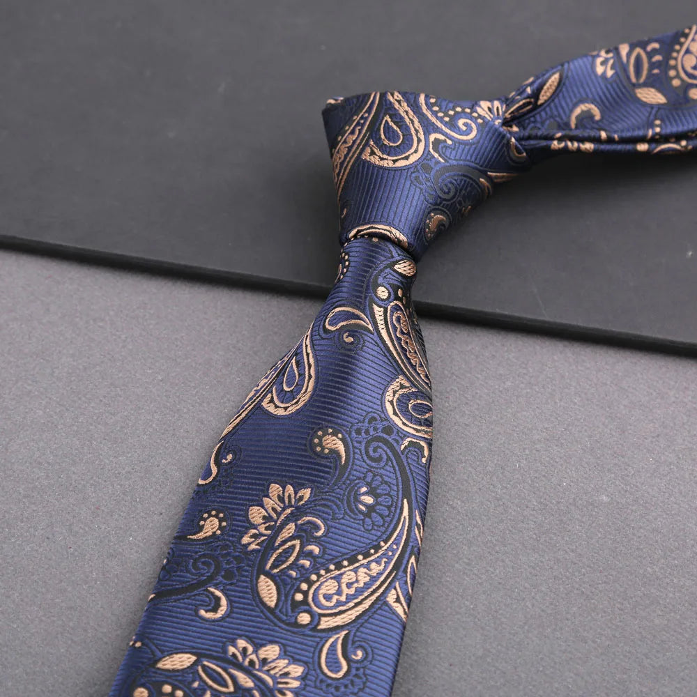 Luxury 8CM Mens Tie Stripes Paisley Dot Neck Ties Jacquard Woven Necktie For Man Daily Wear Business Wedding Party Accessories