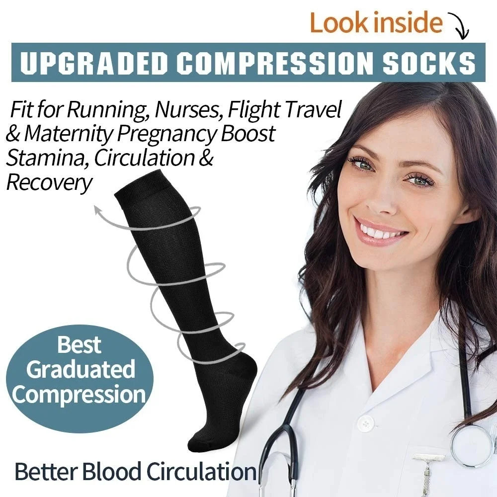 Men Compression Stockings Women Hiking Running Elastic Socks Sports Socks Flight Pregnancy Swollen Varicose Veins Marathon Socks