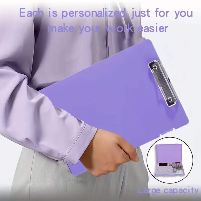 Clipboards with Storage, Plastic Storage Clipboard with Low Profile Clip, Binder Clipboard Folder Side-Opening,Office Supplies