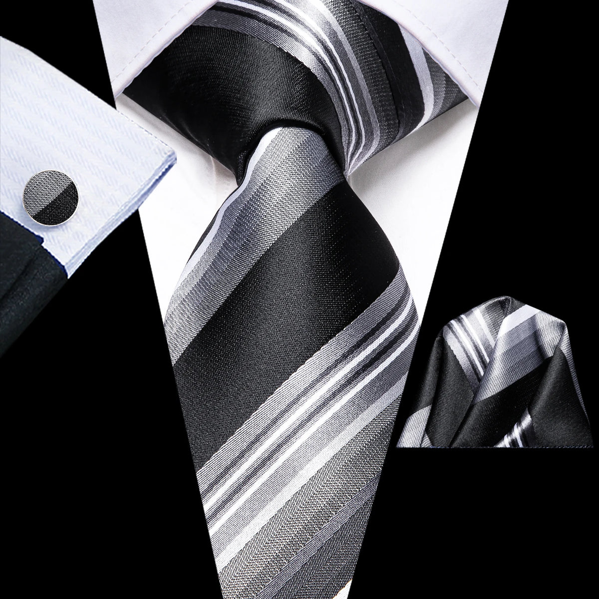 Black Floral Wedding Tie For Men Handky Cufflink Elegant Necktie For Men Fashion Designer Business Party Dropshiping silk