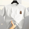Retro Loose Fit Pure Cotton ort Sve T-irt ex Casual Top Korean Sle Printed Cotton Tee Men's Cut Label