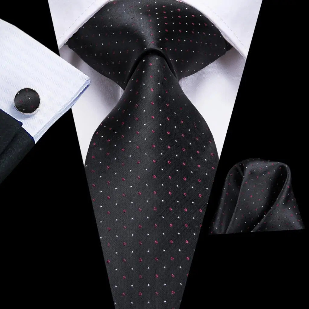 Black Floral Wedding Tie For Men Handky Cufflink Elegant Necktie For Men Fashion Designer Business Party Dropshiping silk