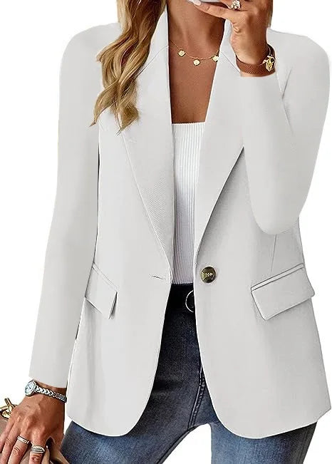 Women Blazers Turn Down Collar Blazer Long Sleeve Suits Single Button Cardigan Outerwear Casual Loose Fit Pockets Spliced 2026