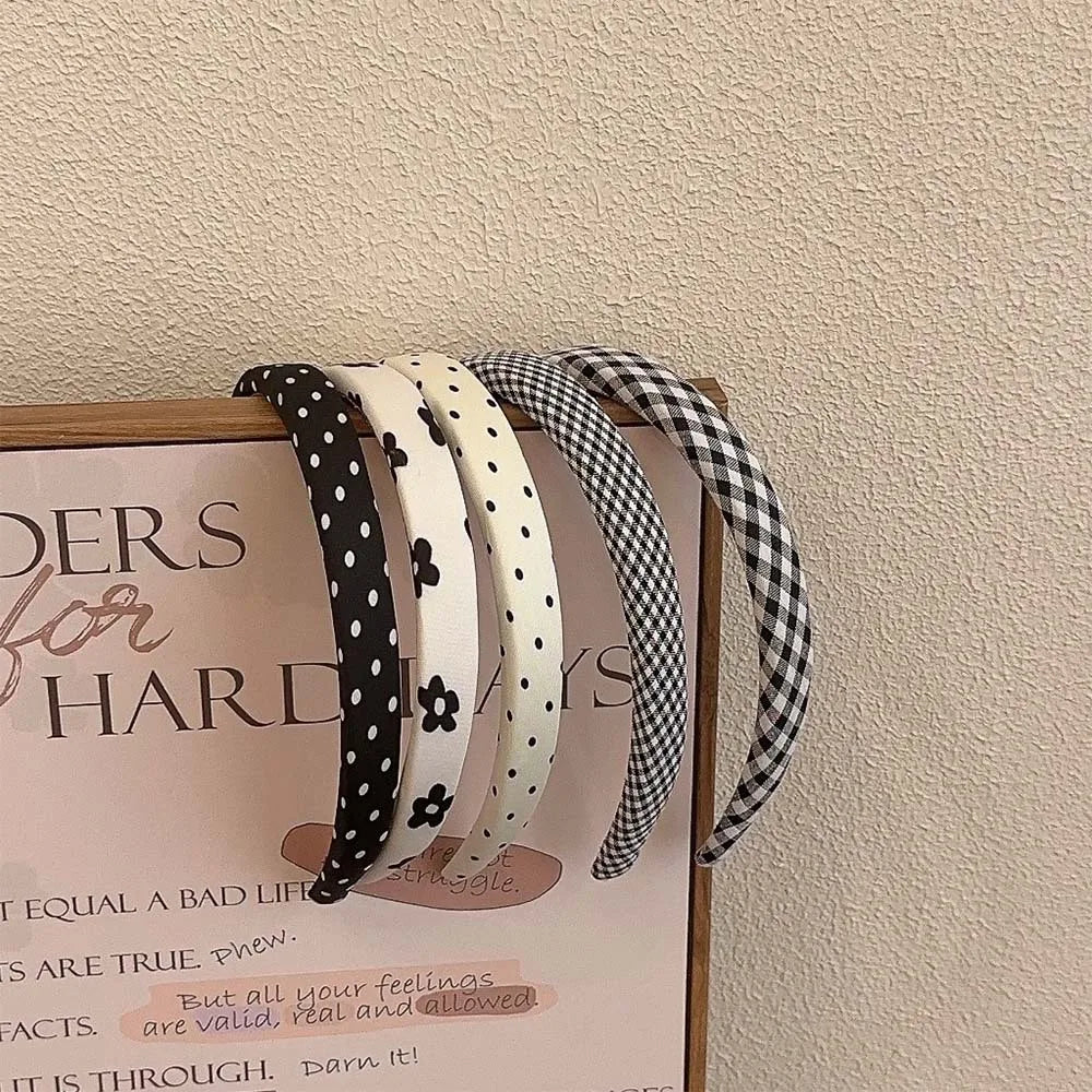 Polka Dot Hair Bands for Women Floral Print Hair Hoop Headbands Sweet Girls Plaid Hairband Hair Accessories Headwear Headdress