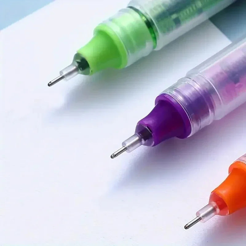 10PCS High Quality Needle Type Gel Pens Black Blue Red Ink Straight Liquid Pen Kawaii Stationery School & Office Supplies
