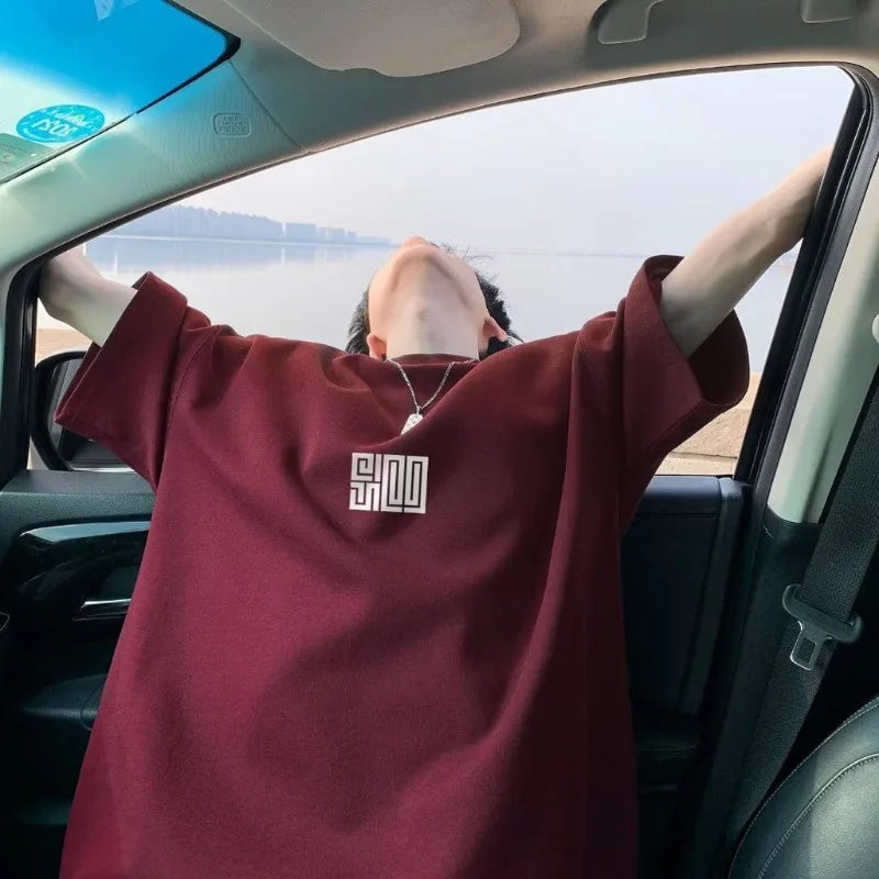 Camiseta de hombre de la M a la 8XL, corte extragrande, estilo americano, estampado de icono sencillo, camiseta de moda, manga corta extragrande, tendencia juvenil