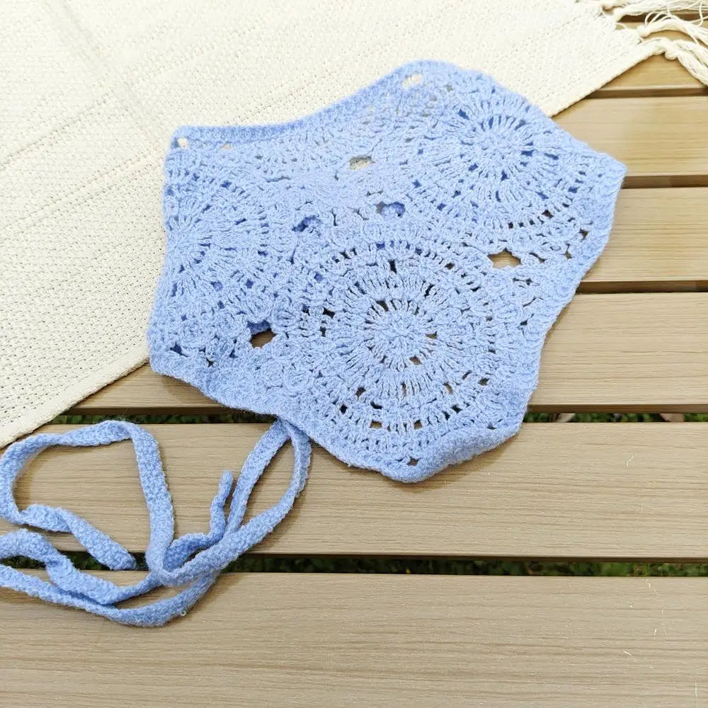 Knitted Headband Handmade Crochet Hair Scarf Hollow Out Triangle Headscarf Hair Accessories Sweet Vintage Soft Floral Bandana