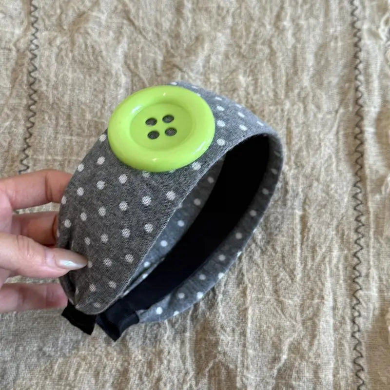 Y2K Wide Polka Dot Hairband Vintage Colorful Large Button Design Sweet Girls Hair Accessory Daily Street Party Hair Ornament