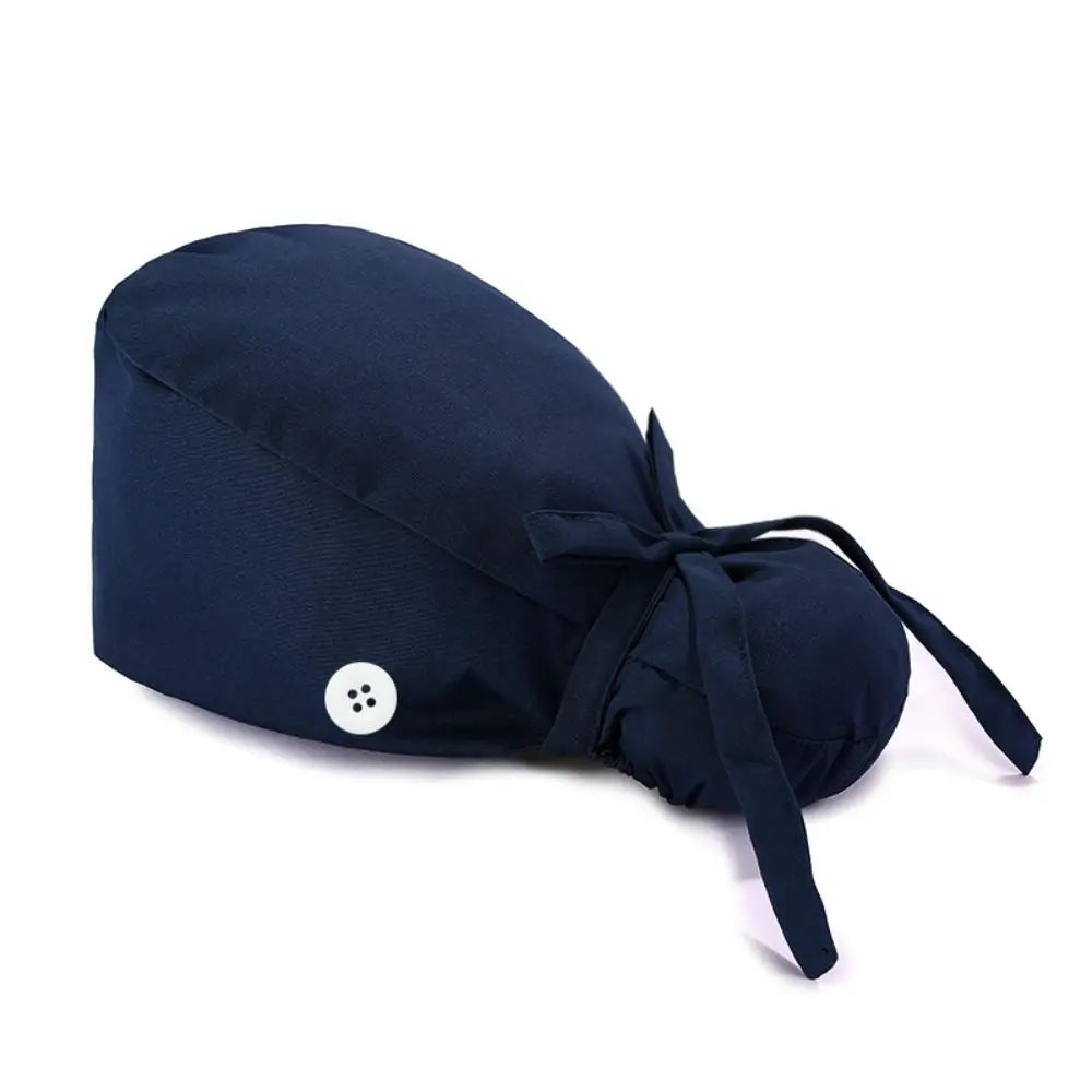 Adjustable Surgical Scrub Caps Ponytail Holder Bouffant Doctor Nurse Caps Long Hair With Buttons Turban Hats Women & Men