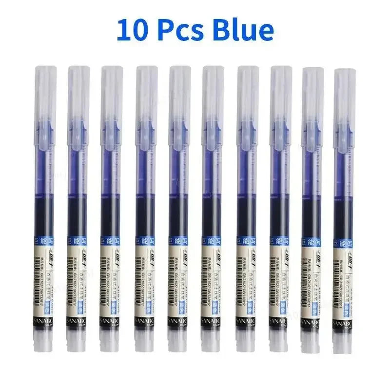 10PCS High Quality Needle Type Gel Pens Black Blue Red Ink Straight Liquid Pen Kawaii Stationery School & Office Supplies