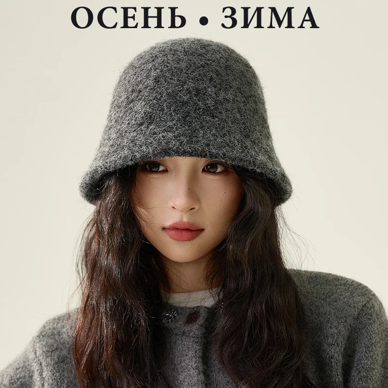 Fashion Ladies Winter Outdoor Warm Bucket Hat Woman‘s Daily Casual Fisherman Cap Korean Style Classic Panama Hats