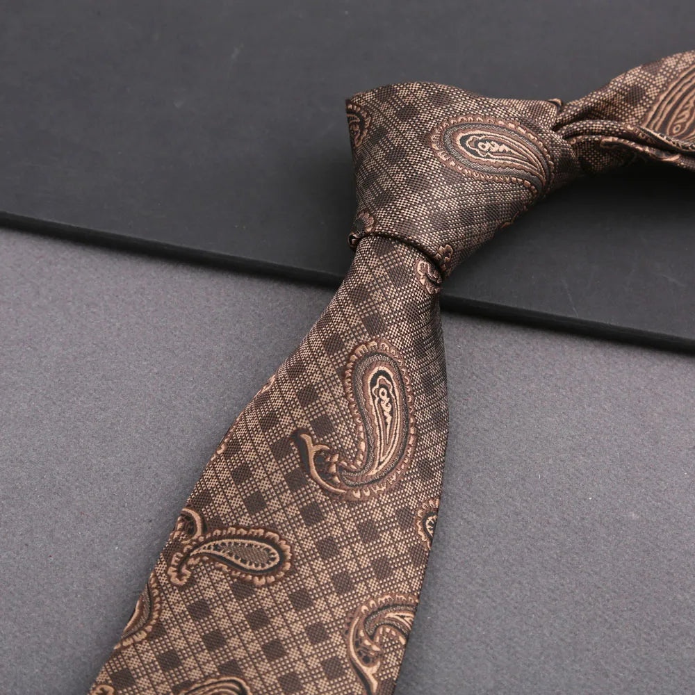 Luxury 8CM Mens Tie Stripes Paisley Dot Neck Ties Jacquard Woven Necktie For Man Daily Wear Business Wedding Party Accessories