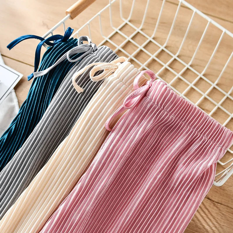 2-14Y Children's Pleated Wide Leg Pants 2024 Summer Teenage Girls Loose Casual Chiffon Ankle-length Pants Toddler Kids Trousers