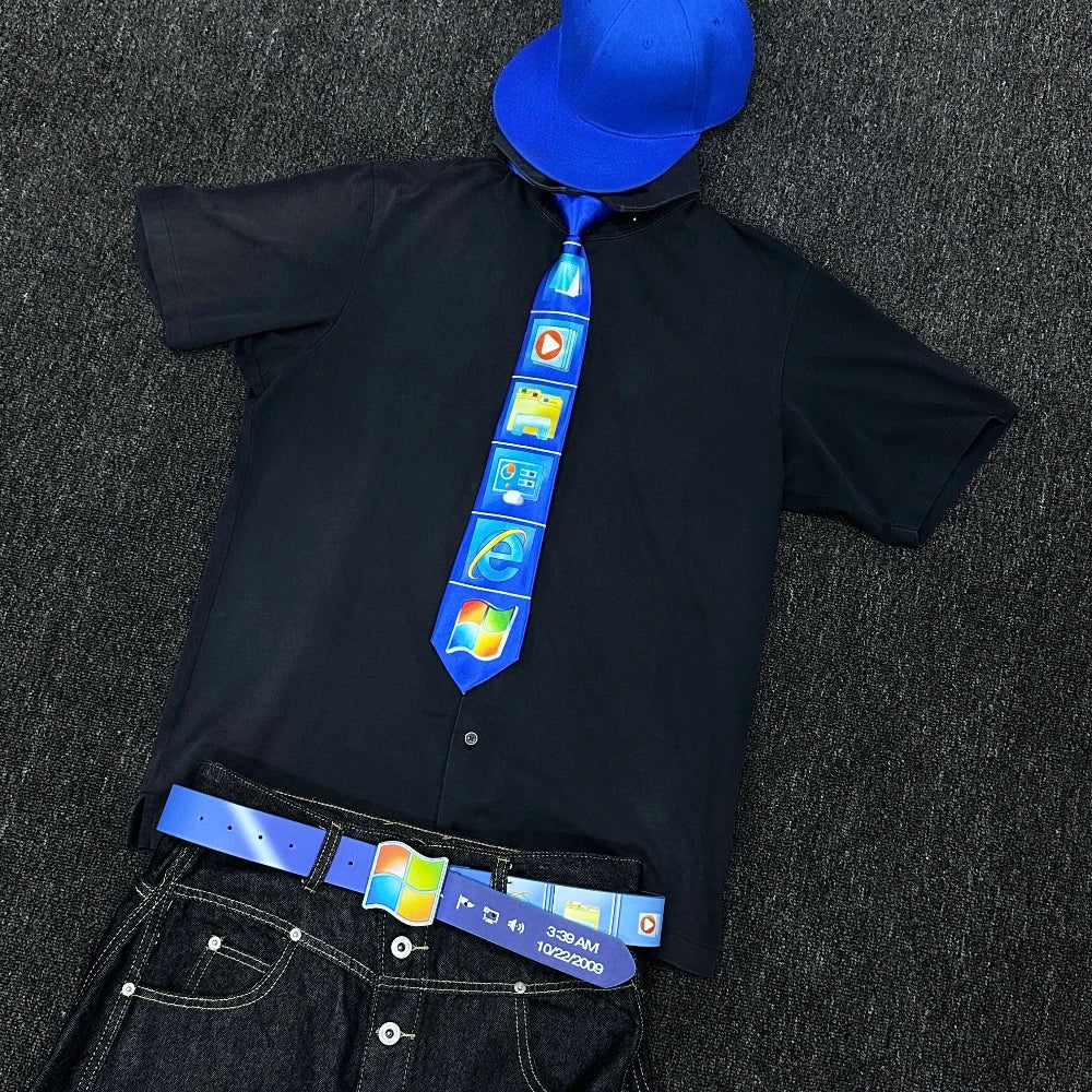 Vintage Stylish Trendy Unisex Tie Quirky Fun Street Punk Style Ins Tie Y2K Creative Niche Personalized Accessories