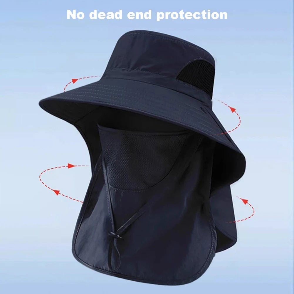 Summer Sun Hats UV Protection Outdoor Hunting Fishing Cap For Men Women Hiking Camping Visor Bucket Hat Neck Flap Fisherman Hat