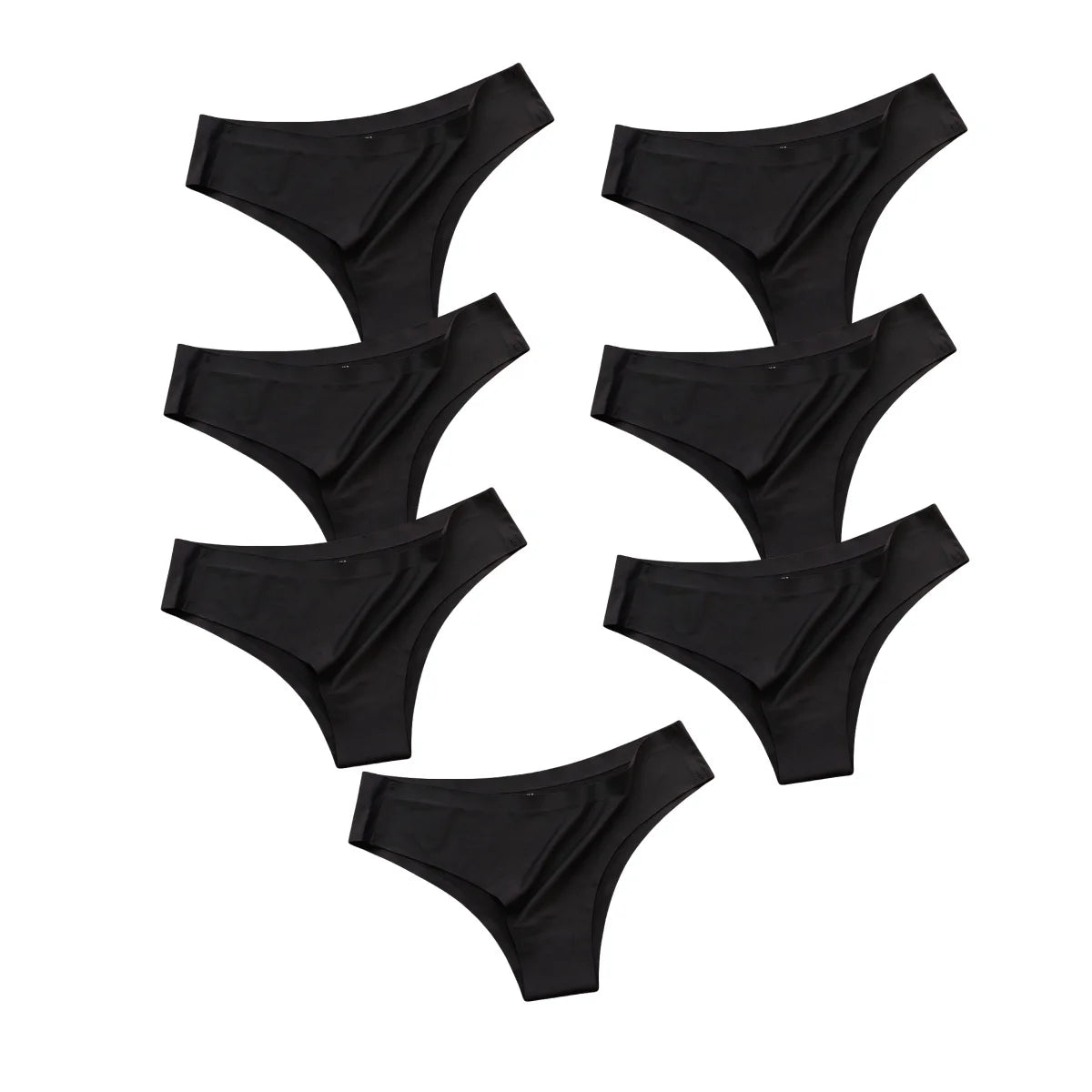 7Pcs/Set Women Ice Silk Brazilian Panties Seamless Low-Rise Briefs Solid Color Daily Underwear Ladies Soft No Show Lingerie M-XL