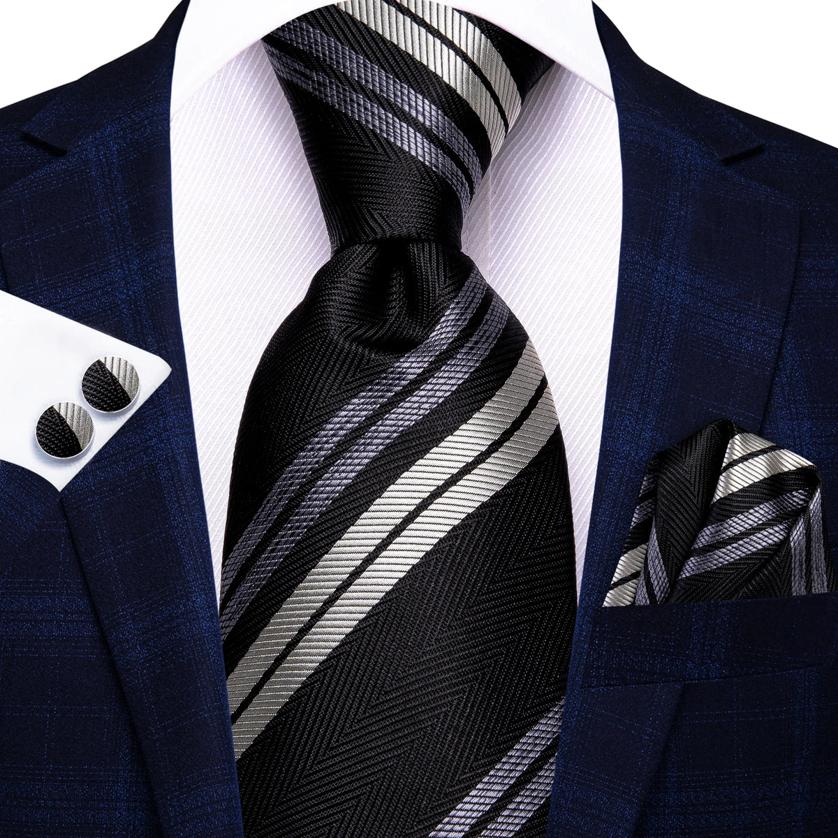 Black Floral Wedding Tie For Men Handky Cufflink Elegant Necktie For Men Fashion Designer Business Party Dropshiping silk