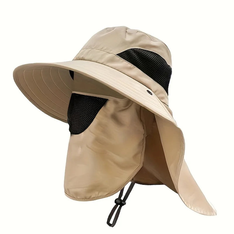 Summer Sun Hats UV Protection Outdoor Hunting Fishing Cap For Men Women Hiking Camping Visor Bucket Hat Neck Flap Fisherman Hat
