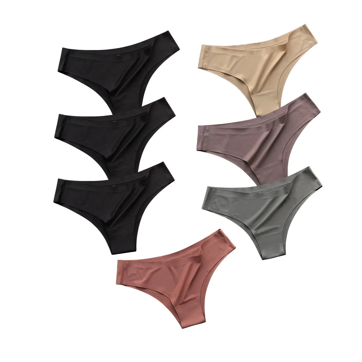 7Pcs/Set Women Ice Silk Brazilian Panties Seamless Low-Rise Briefs Solid Color Daily Underwear Ladies Soft No Show Lingerie M-XL