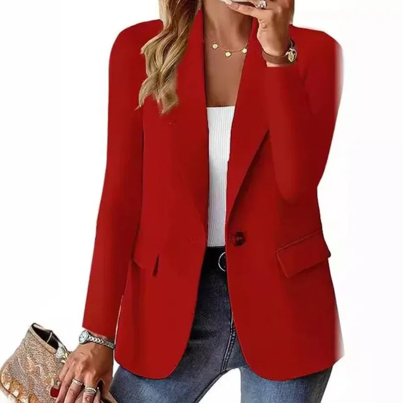 Women Blazers Turn Down Collar Blazer Long Sleeve Suits Single Button Cardigan Outerwear Casual Loose Fit Pockets Spliced 2026