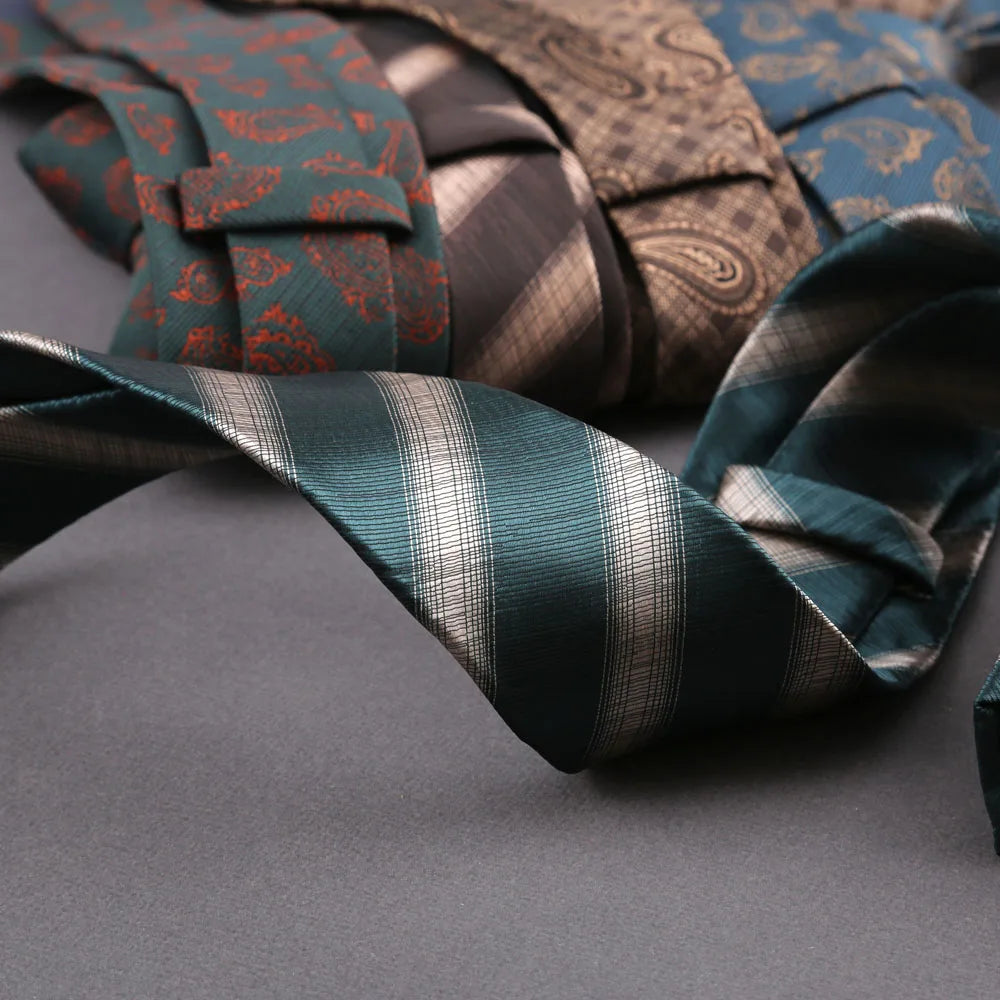 Luxury 8CM Mens Tie Stripes Paisley Dot Neck Ties Jacquard Woven Necktie For Man Daily Wear Business Wedding Party Accessories
