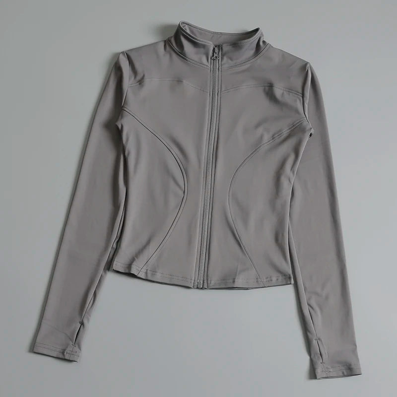 Gym Fitness Zip up Training   Running Workout Yoga Cropped Track Sport Jackets for Women