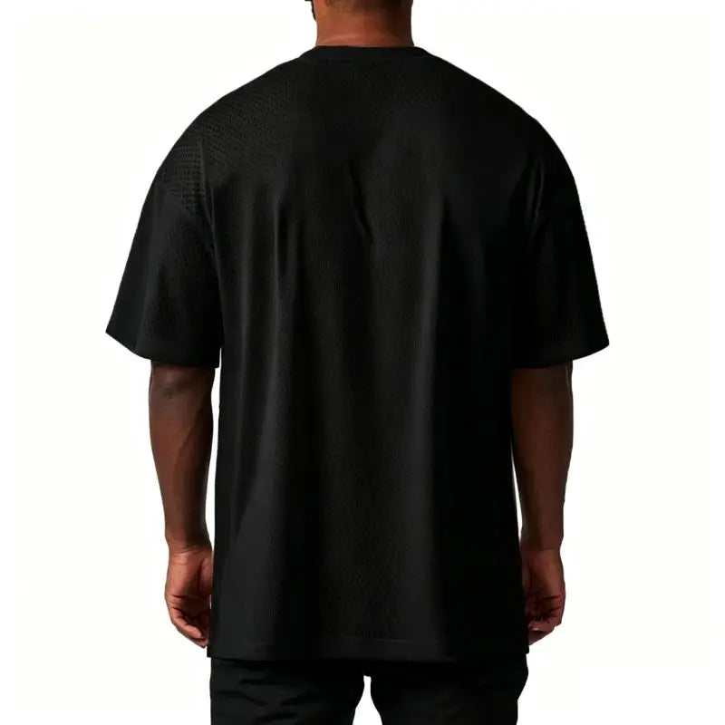 Camiseta deportiva casual de manga corta holgada de talla grande para hombre, gimnasio, culturismo, fitness, malla de verano de secado rápido, ropa transpirable