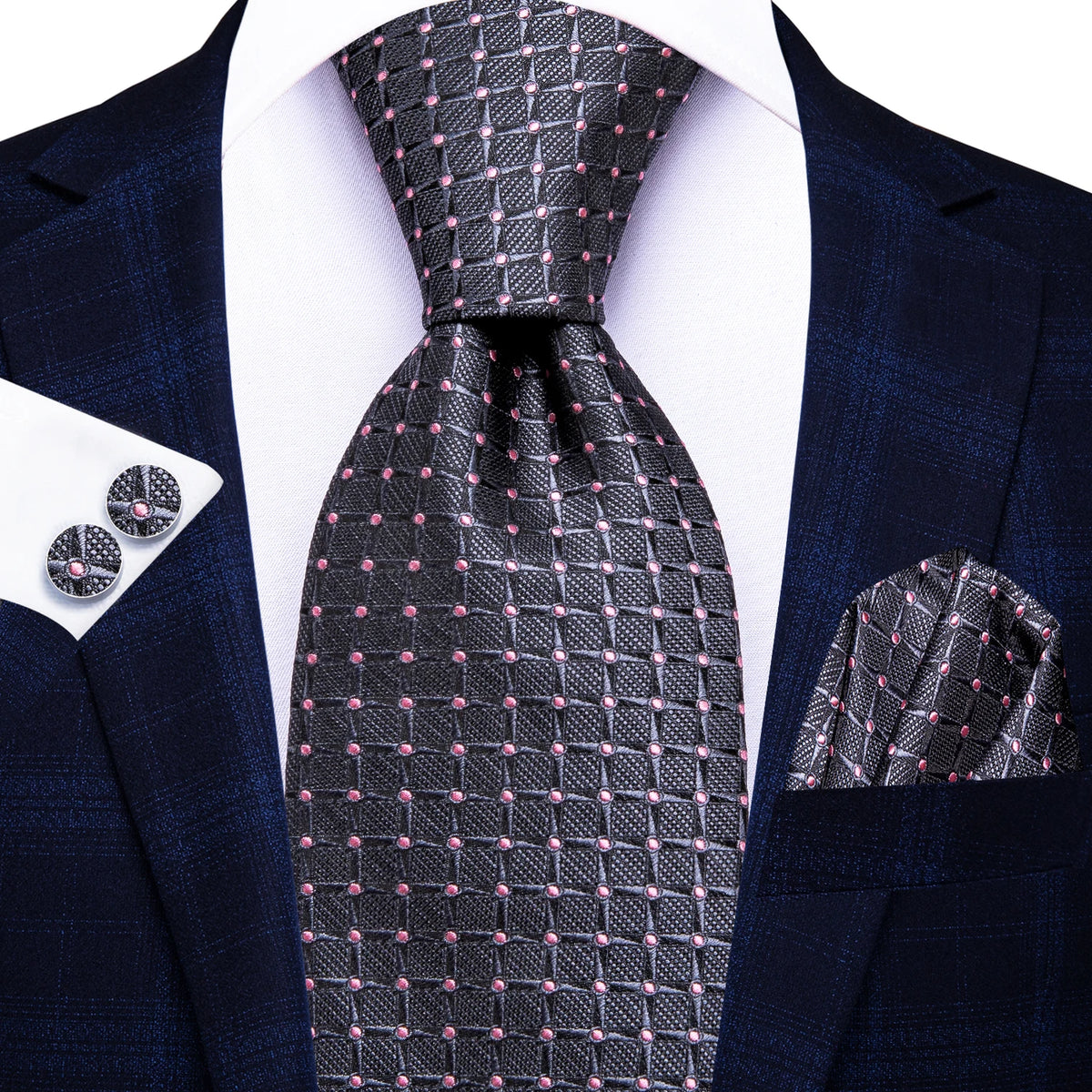 Black Floral Wedding Tie For Men Handky Cufflink Elegant Necktie For Men Fashion Designer Business Party Dropshiping silk