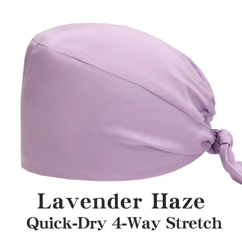 New Solid Color Stretch Scrub Caps Dental Clinic Nursing Hats Doctor Headwear Quick Dry Operating Room Caps with Buttons MSG-01