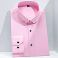 Men Business Dress Shirt Formal Fashion Thin Classic Basic Diamond Button Long Sleeve Social White Office Shirt Men Clothing