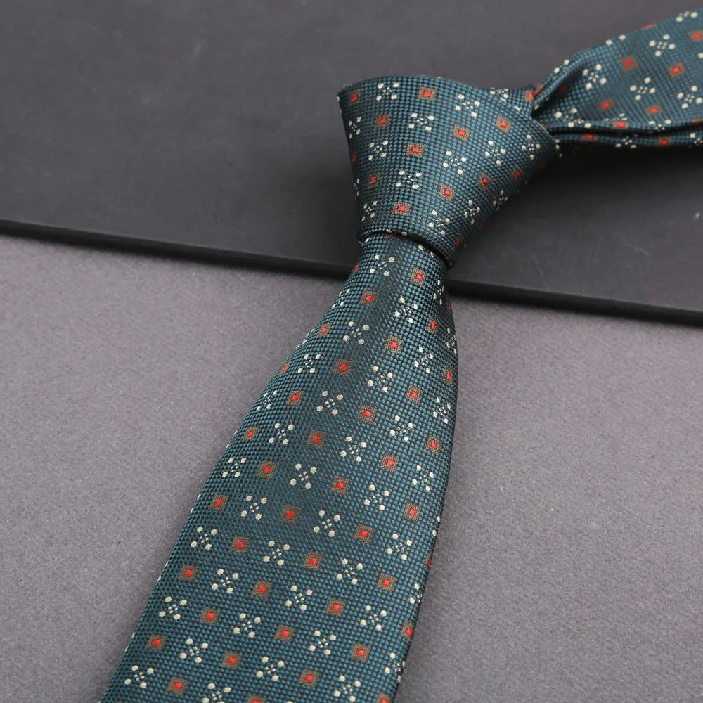 Luxury 8CM Mens Tie Stripes Paisley Dot Neck Ties Jacquard Woven Necktie For Man Daily Wear Business Wedding Party Accessories