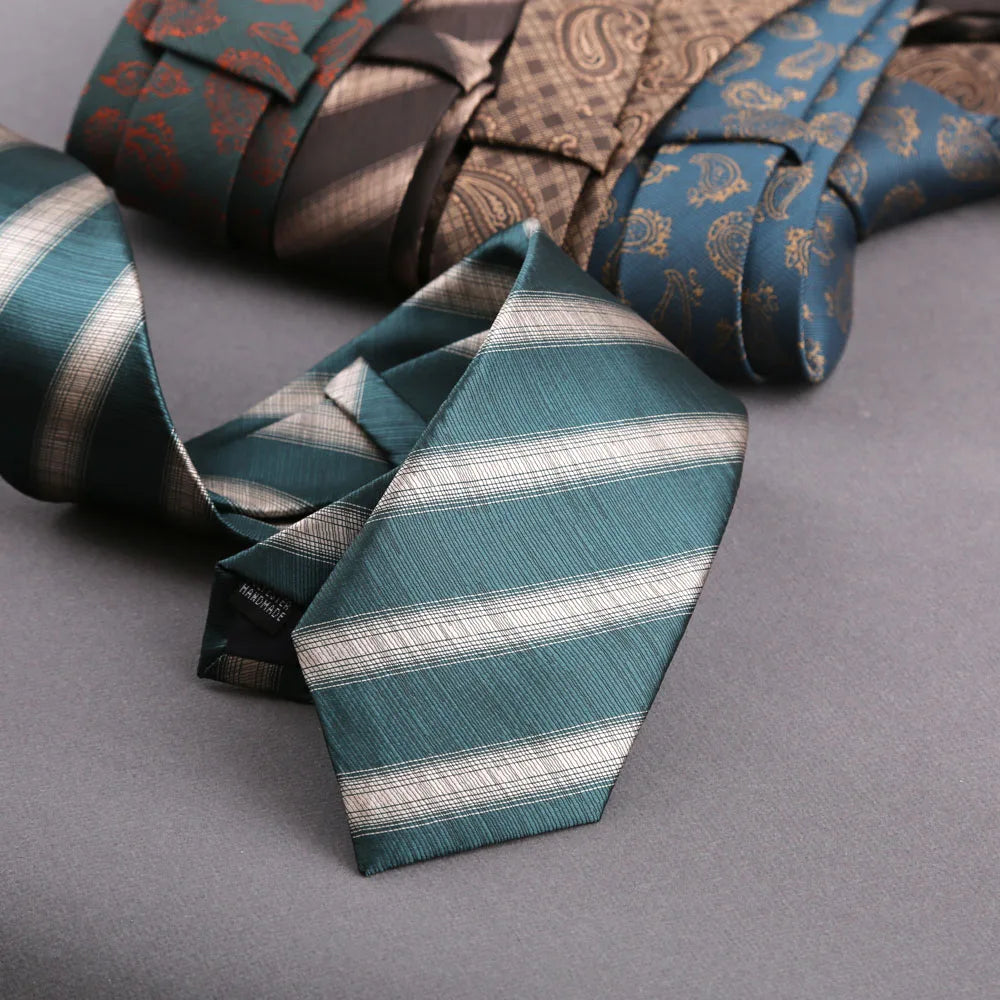 Luxury 8CM Mens Tie Stripes Paisley Dot Neck Ties Jacquard Woven Necktie For Man Daily Wear Business Wedding Party Accessories