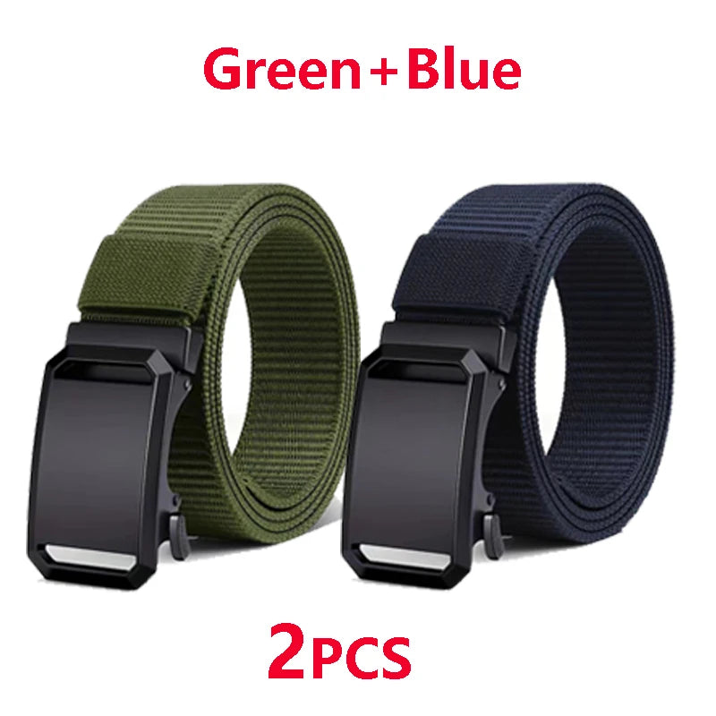 Men's Belt Tactical Canvas Automatic Metal Buckle Belt Durable Casual Outdoor Hunting Waist Adventure Training Jeans Pants Belt